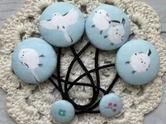 くるみボタン＊ヘアゴム シマエナガ　4個セット