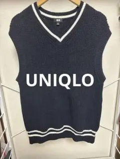 UNIQLO ネイビー Vネック ベスト M ユニクロ