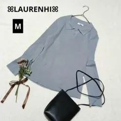 1730ꕤローレンハイ ポロリブニット【M】くすみブルー おしゃれ 可愛い 長袖