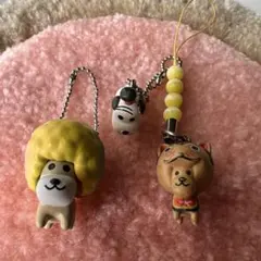 平成レトロ アフロ犬ストラップ 3体セット