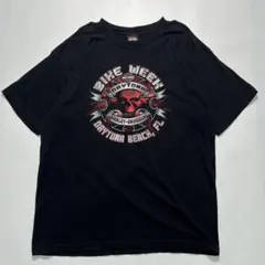 00s ハーレー Tシャツ 2XL 黒 スカル トライバル サンダー6412B