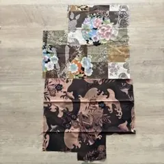 茶色系　ハギレ　2枚　和風花柄