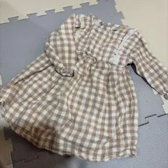 チェック柄フリル付きワンピース 90cm