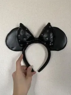ミニー　スタッズ付きブラックカチューシャ