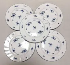Noritake クラフトーン青い小花柄平皿セット（ 5枚）21cm廃盤品　希少