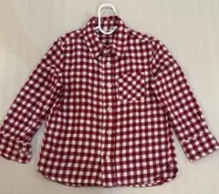赤と白のチェック柄 長袖シャツ 110 フランネル素材