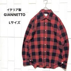 美品 GIANNETTO ジャンネット ブロックチェック柄 長袖シャツ 42 Lのサムネイル