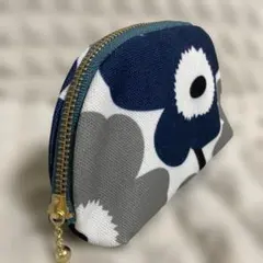 花柄ポーチ ネイビー ホワイト