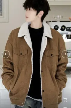 【neos】ルーズシルエット コーデュロイ ダブルポケット 裏ボア ランチコート