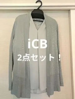 【iCB】オンワード　Vネック半袖ブラウス　カーディガン　2点セット！　S　美品のサムネイル