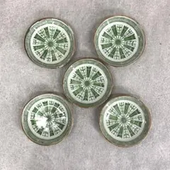 美品 翔山窯 金彩更紗 ペルシャ柄 桔梗中皿 5枚揃 和食器 希少 緑彩和モダン 美品 翔山窯 金彩更紗 ペルシャ柄 桔梗中皿 5枚揃 和食器 希少 緑彩和