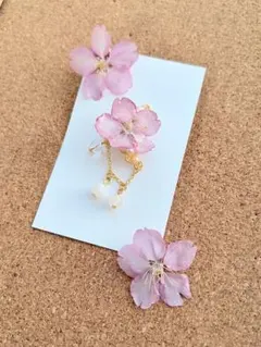本物桜のイヤーカフ(イヤリング)ゴールド