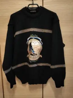 Guy Laroche フクロウ刺繍セーター M 黒