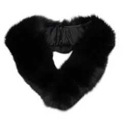 美品 ブルーフォックス 調 ファー ショール 黒 成人式 振袖 ９４cm 裏地付