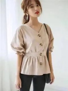 GRL　Vネックウエストマークブラウス