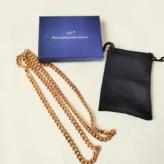 【新品】U7 ゴールド チェーンネックレス 収納袋付き シンプル 高級 75cm