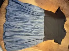 COS 黒とデニムのひざ丈ワンピース 半袖