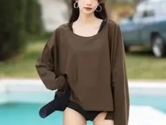 ⑥ ブラウン オーバーサイズ ラッシュガード