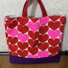 とっても可愛い♡ ハート柄　レッスンバッグ　手提げバッグ　お稽古バッグ