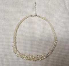 最終値下げ★極美品★ホワイトパールネックレスと、ベビーピンクのビーズバッグセット