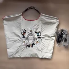馬の刺繍　エコバッグ　トートバッグ　 サイズＬ　ストラップ付き