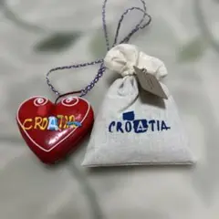 大阪関西万博　クロアチア　ハート型赤いCROATIA装飾品　匂い袋　香袋