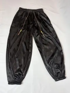 【美品】ドラゴン柄 サテン ワイドパンツ ブラック イージーパンツSサイズ