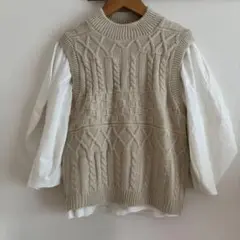 ZARA ザラ　ニットベスト付きカットソー