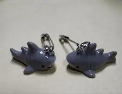 【ハンドメイド】卓球用ゼッケンピン（2個セット）かっこ可愛いサメ