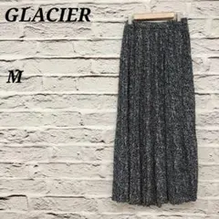 グラシア【M】花柄プリーツロングスカート ウエストゴム 裏地付き 紺系 春夏