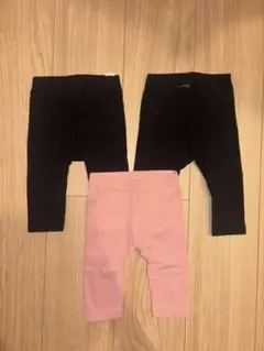 H&M ベビーレギンス 4-6M 66サイズ　黒・ピンク 3点セット