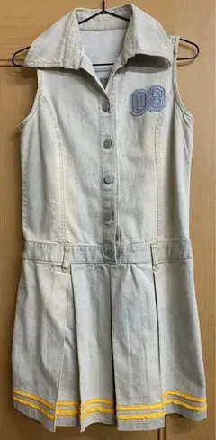 ✨ヴィンテージジーンズ風　ライトグレーノースリーブワンピース　チアなど