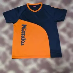 Nittaku 卓球 Tシャツ S ネイビー オレンジ
