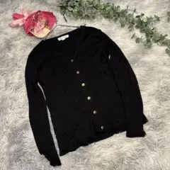 MK MICHEL KLEINミッシェルクランリブニット カーディガン38 黒⁠のサムネイル