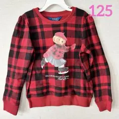 新作◇ラルフローレン ガールズ ポロベア フリーススウェット 赤 6X/125