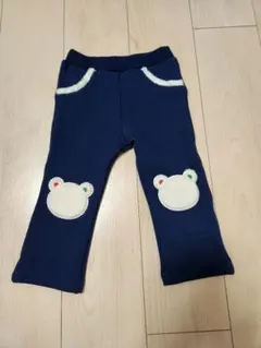 ホットビスケッツ　ベビー用ネイビーブルーパンツ クマパッチ付き 90cm