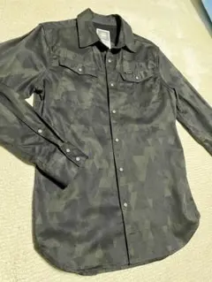 【美品】G-STAR RAW ジオメトリック カモフラシャツ M 黒×カーキ