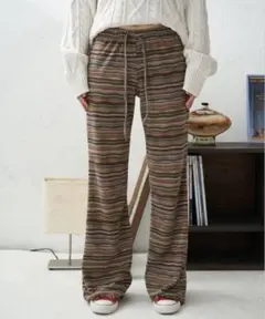【gwilee】Ethnic striped pants beige カリナ