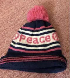 紺色ピンク　ニット帽