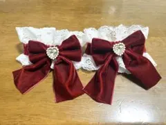 付け袖 シュシュ ワインレッドリボン Ank Rouge アンクルージュ