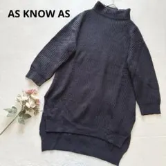 アズノウアズ タートルネックニット セーター ロング丈 シンプル ブラック