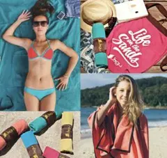 Lagu 砂がつかない ビーチブランケット 速乾性 ビーチタオル 大判