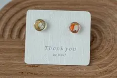 小粒　透明レジンピアス｜イエロー×オレンジ ミニサイズ