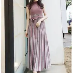 MERCURYDUO 配色チェンジ　リブニットワンピース