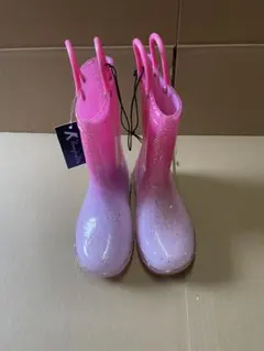 【新品・未使用】キッズ レインブーツ ピンク ラメ 18cm