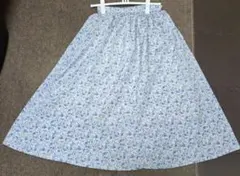 Samansa Mos2blue フレアスカート 青系花柄 Fサイズ