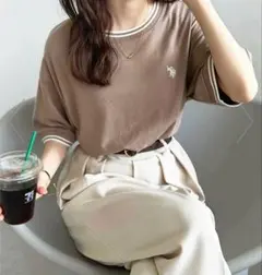 U.S. POLO ASSN.ライン配色Tシャツ　24モカのサムネイル