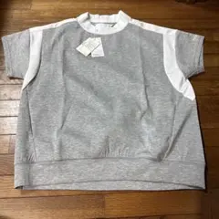 TIGORA 半袖カットソー グレー×ホワイト Lサイズ