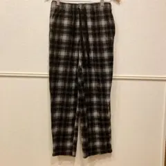 Croft&Barrow クロフトアンドバロー【S】黒チェック フリースパンツのサムネイル