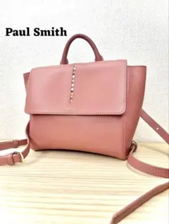 美品✨ Paul Smith ポールスミス　リュック　ピンク　ライン　レザー